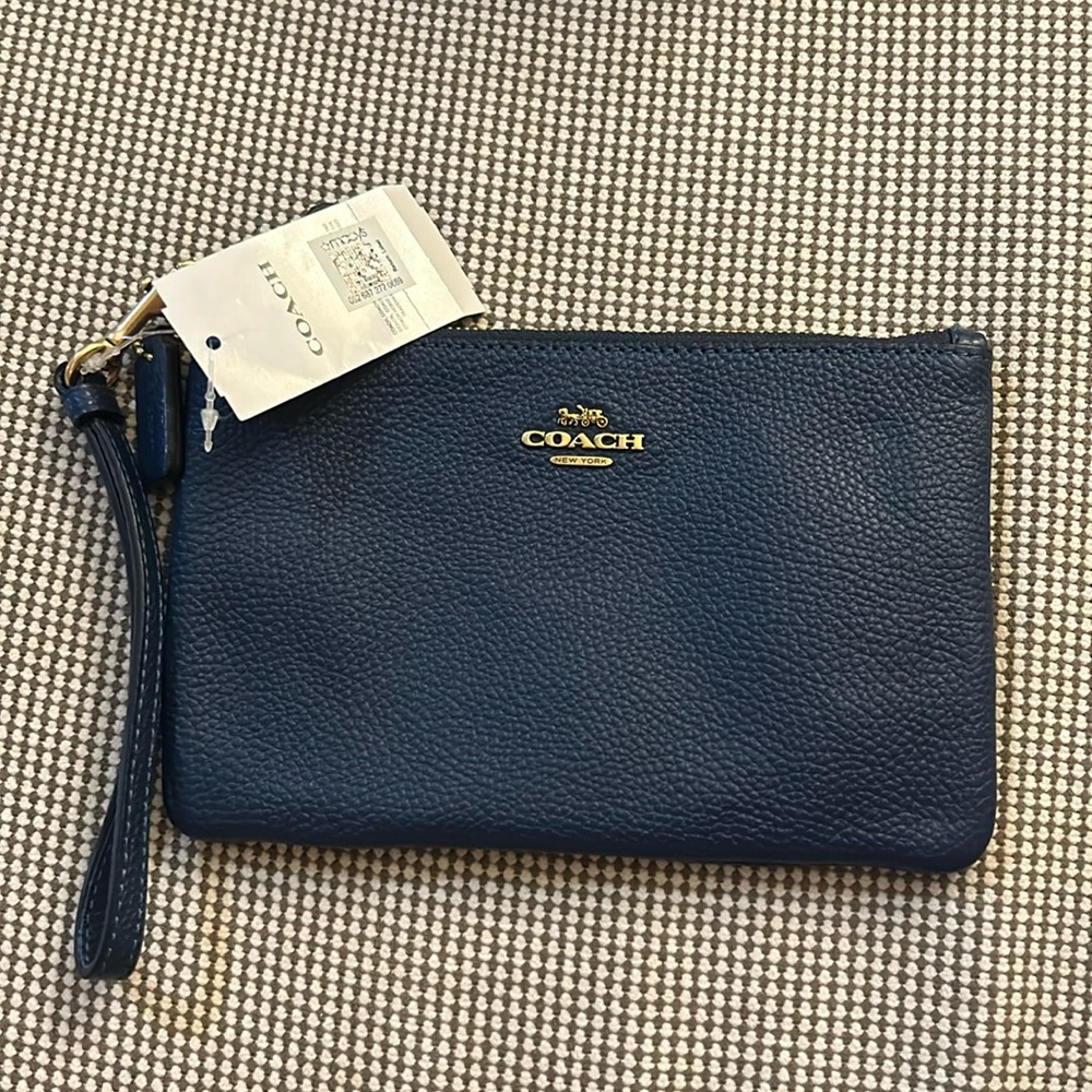 Coach navy blue wristlet